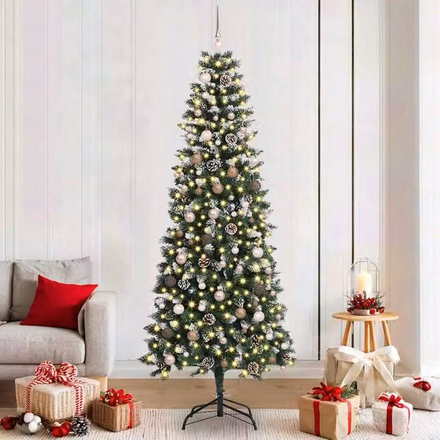 Berkfield Home Artificial Christmas Tree with 300 LEDs, Green, W/D/H: 86 x 86 x 210 cm – 1