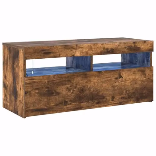 vidaXL Smoked Oak TV Cabinet with RGB LED Lights in Brown – 1