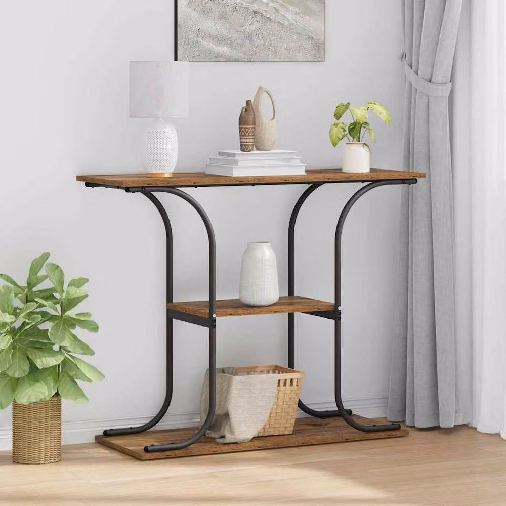 Berkfield Home Modern Console Table in Brown, W/D/H: 101 x 35 x 80.5 cm – 2