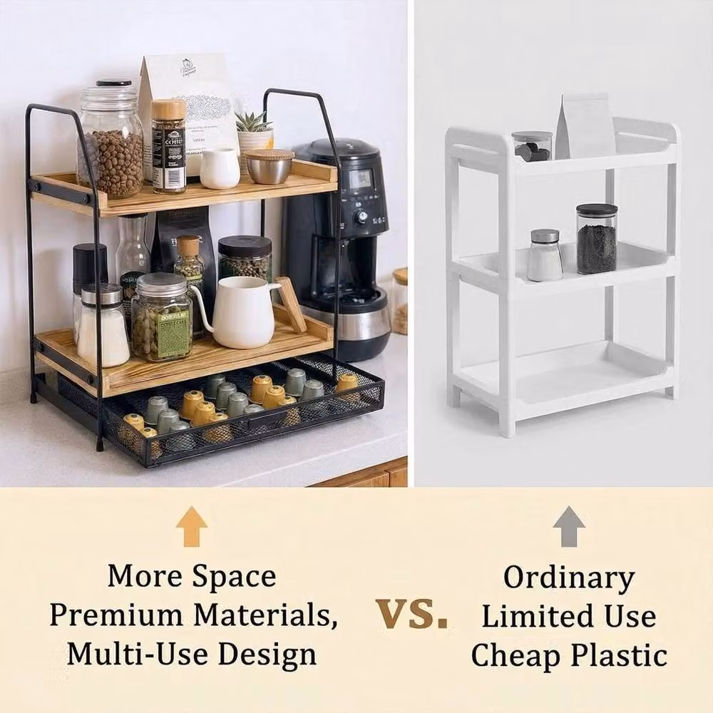 Kelvenix 2-Tier Countertop Organizer Shelf in Brown – 2