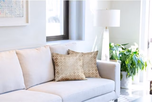 NewEdgeBlinds Modern Square Chenille Floral Cushion Cover in Gold and Yellow