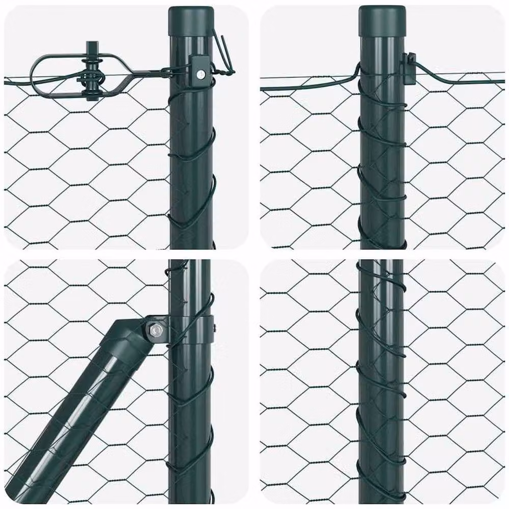 Berkfield Home Galvanised Steel Fencing Set of 2, Dark Green, W: 1 m, H: 25 m – 6