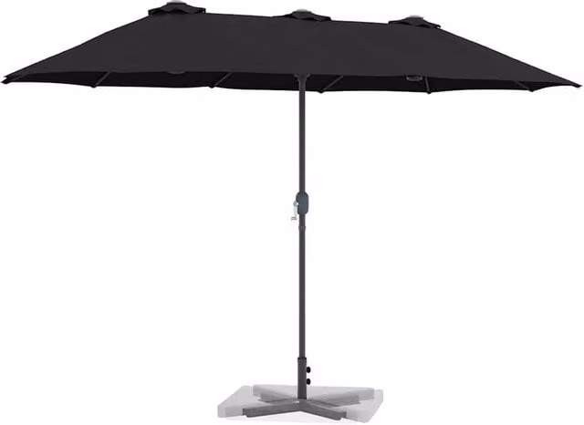 Berkfield Home Modern Garden Parasol in Black with Powder-coated Steel, W: 380 cm, D: 196 cm, H: 235 cm – 1