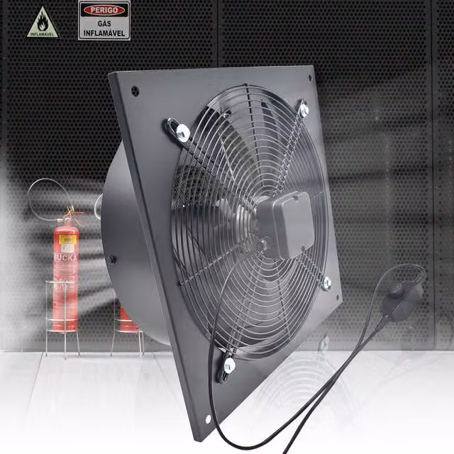 Livingandhome Wall-Mounted Metal Axial Ventilation Exhaust Fan with Speed Regulator Switch, Black, Diameter: 27 cm