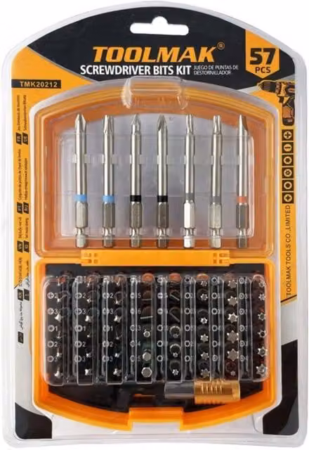 Toolmak 57-Piece Screwdriver Bit Set in Silver