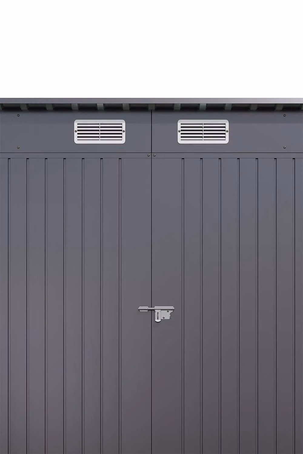 Garden Sanctuary Modern Pent Galvanised Steel Outdoor Storage Tool Shed with Double Doors and Side Vent, Grey, W/D/H: 182.6 x 120.5 x 239.5 cm – 2