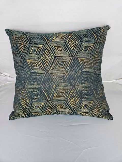 Celebrity Interiors Adelita Green Velvet Graphic Square Cushion W/D/H: 45.72 x 45.72 x 45.72 cm
