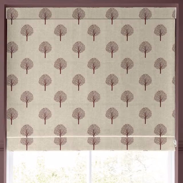 Emily Bond Yew Tree Made to Measure Blackout Roman Blind in Mulberry Multicolour Floral Design