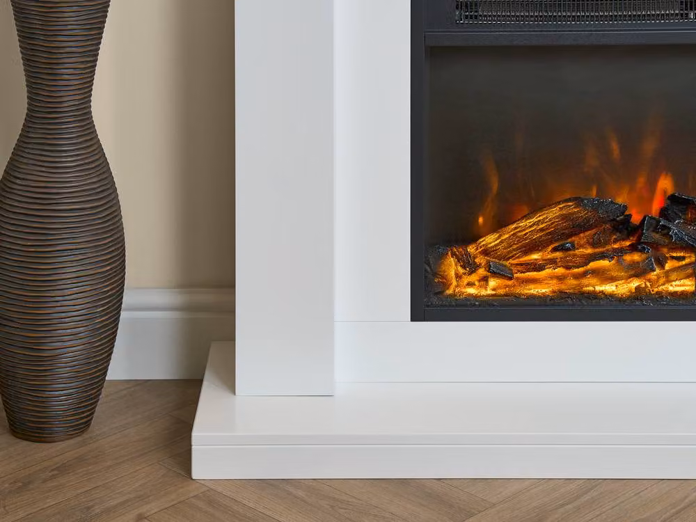 Adam Fires & Fireplaces Sureflame Banbury 43 Inch Electric Fireplace Suite in White – 3