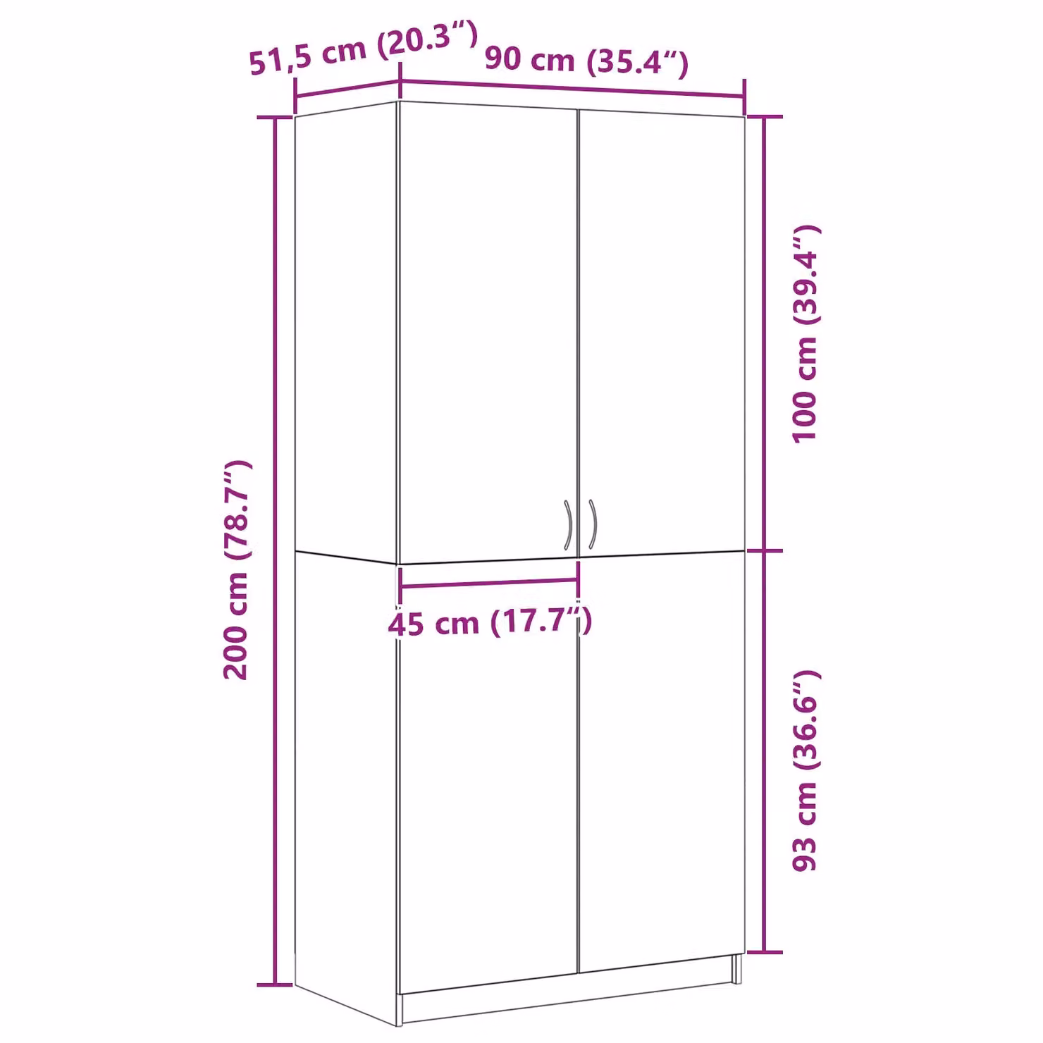 Berkfield Home Black Oak Wardrobe, W/D/H: 90 x 52 x 200 cm – 4