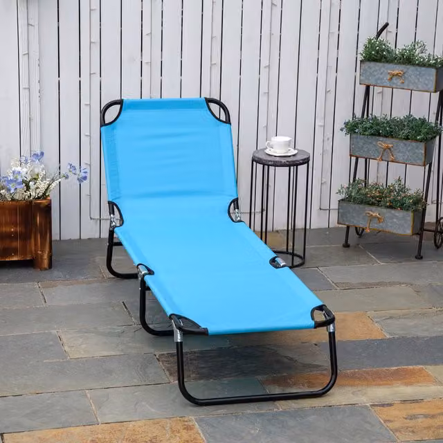 Outsunny Portable Folding Sun Lounger with 3 Positions in Blue