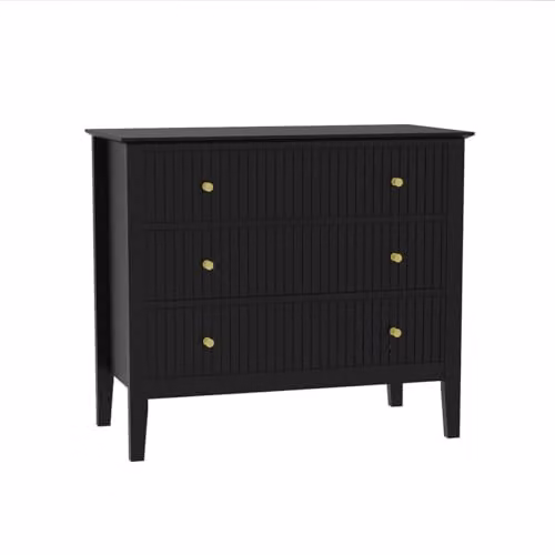 Melody Maison Hales Black and Gold 3 Drawer Chest of Drawers and Pair of Bedside Tables – 4