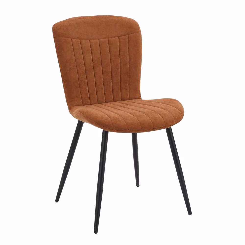 FWStyle Grace Pack of 4 Chestnut Upholstered Waterfall Clamshell Dining Chairs in Brown – 3