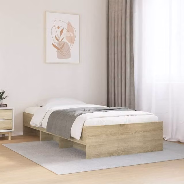 Berkfield Home Single Bed Frame in Sonoma Oak, Brown, W/D/H: 90 x 190 cm