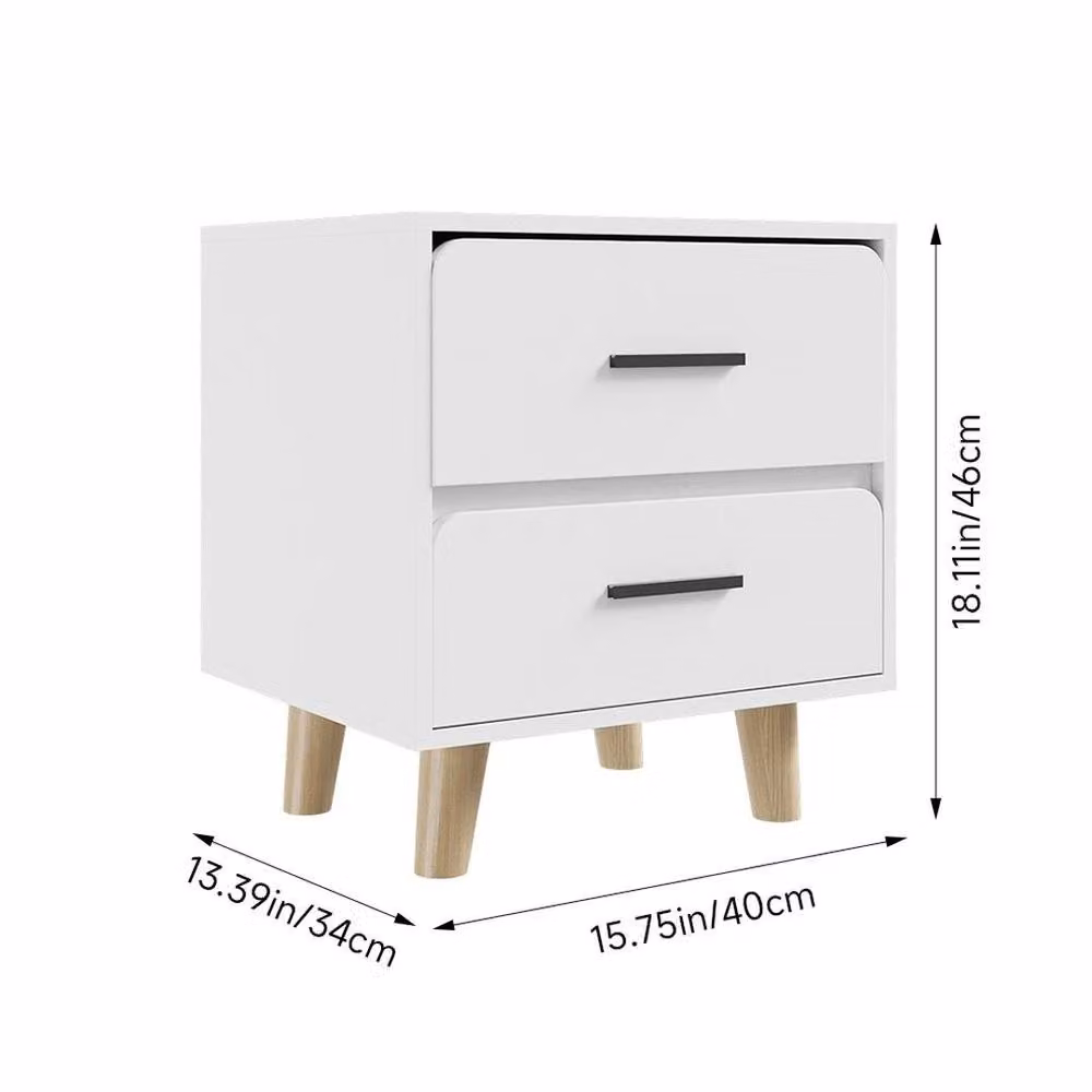 EONLION White 2 Drawer Wooden Bedside Table Cabinet for your Bedroom, Width: 100 cm – 2
