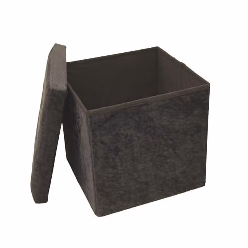 Libbi Lou Black Velvet Foldable Cube Ottoman Storage Footstool W/D/H: 38 x 38 x 38 cm – 1