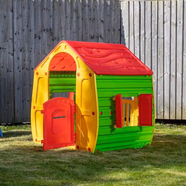 Samuel Alexander Kids Magical Plastic Playhouse for Indoor and Outdoor Play in Red and Yellow