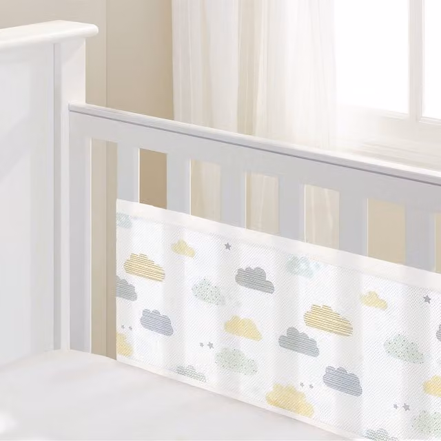 Breathablebaby Mesh Cot Liner Clouds in White