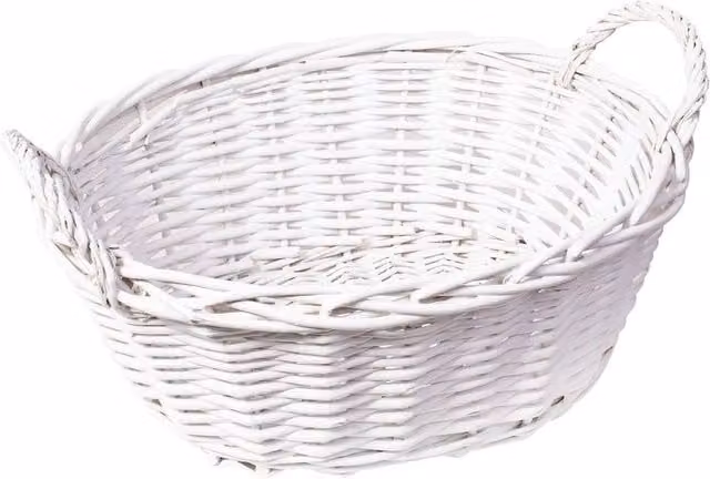EONLION White Handmade Wicker Oval Storage Gift Hamper Basket with Handles
