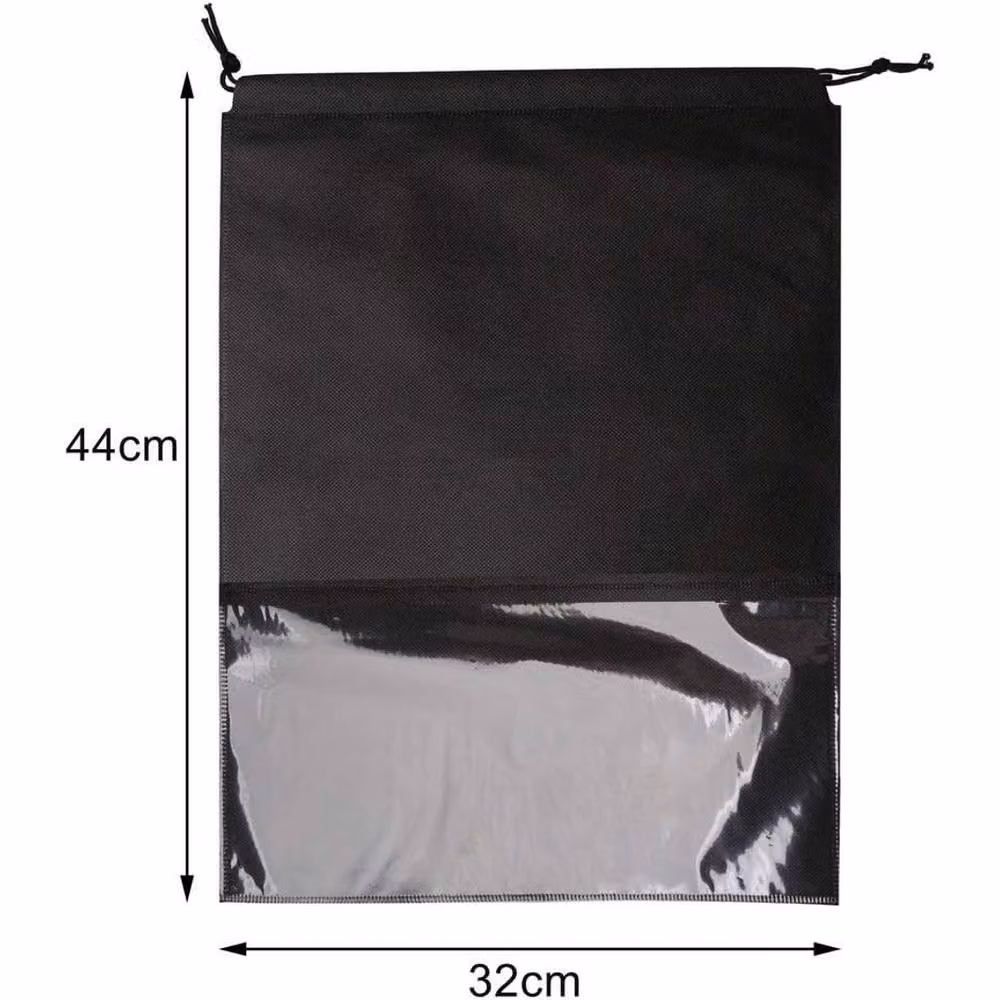 VOGREX 20pcs Non-woven Drawstring Shoe Bags, Black Travel Storage Pouches – 5