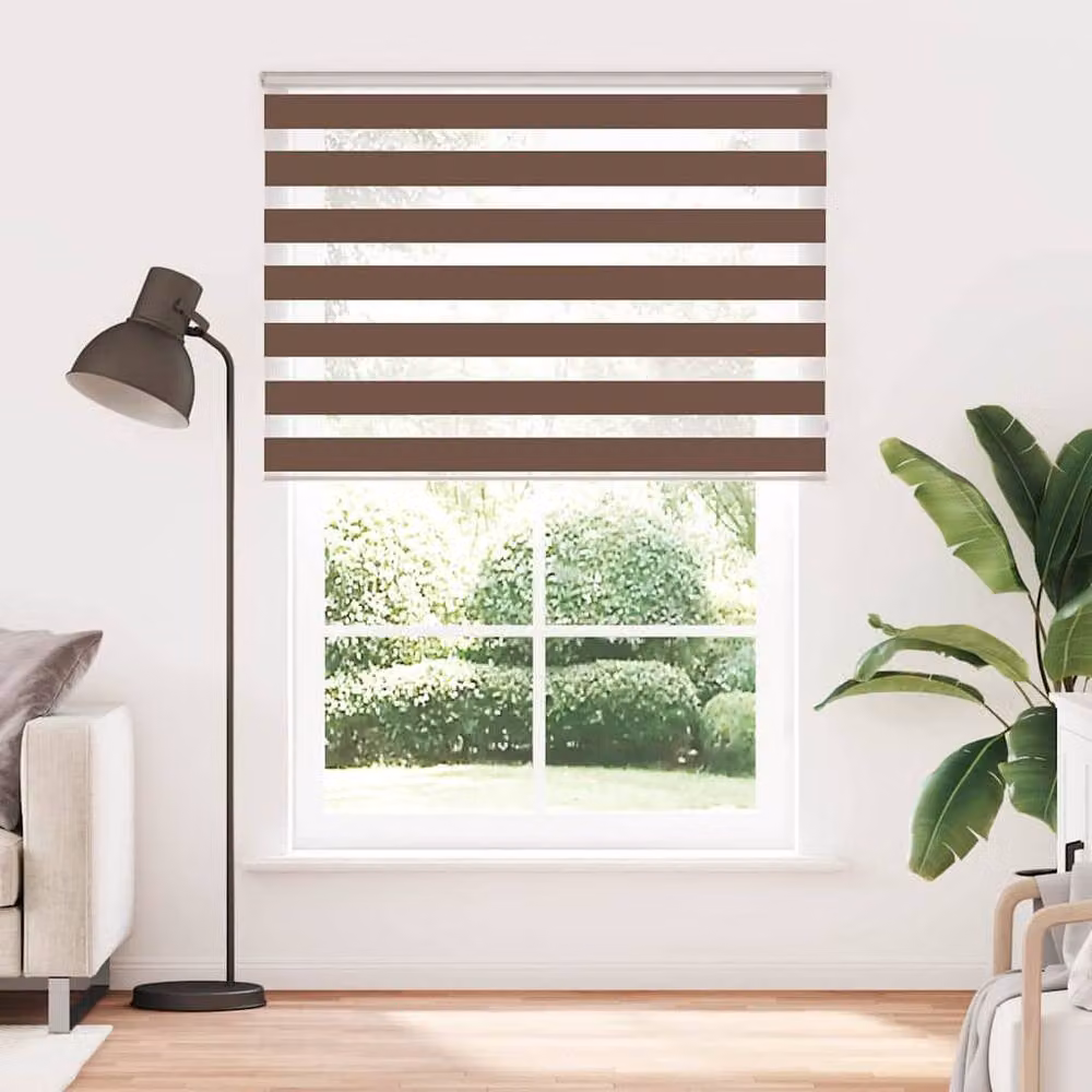 Berkfield Home Elegant Zebra Blind in Brown, W: 165 cm, H: 200 cm, Polyester Fabric – 3