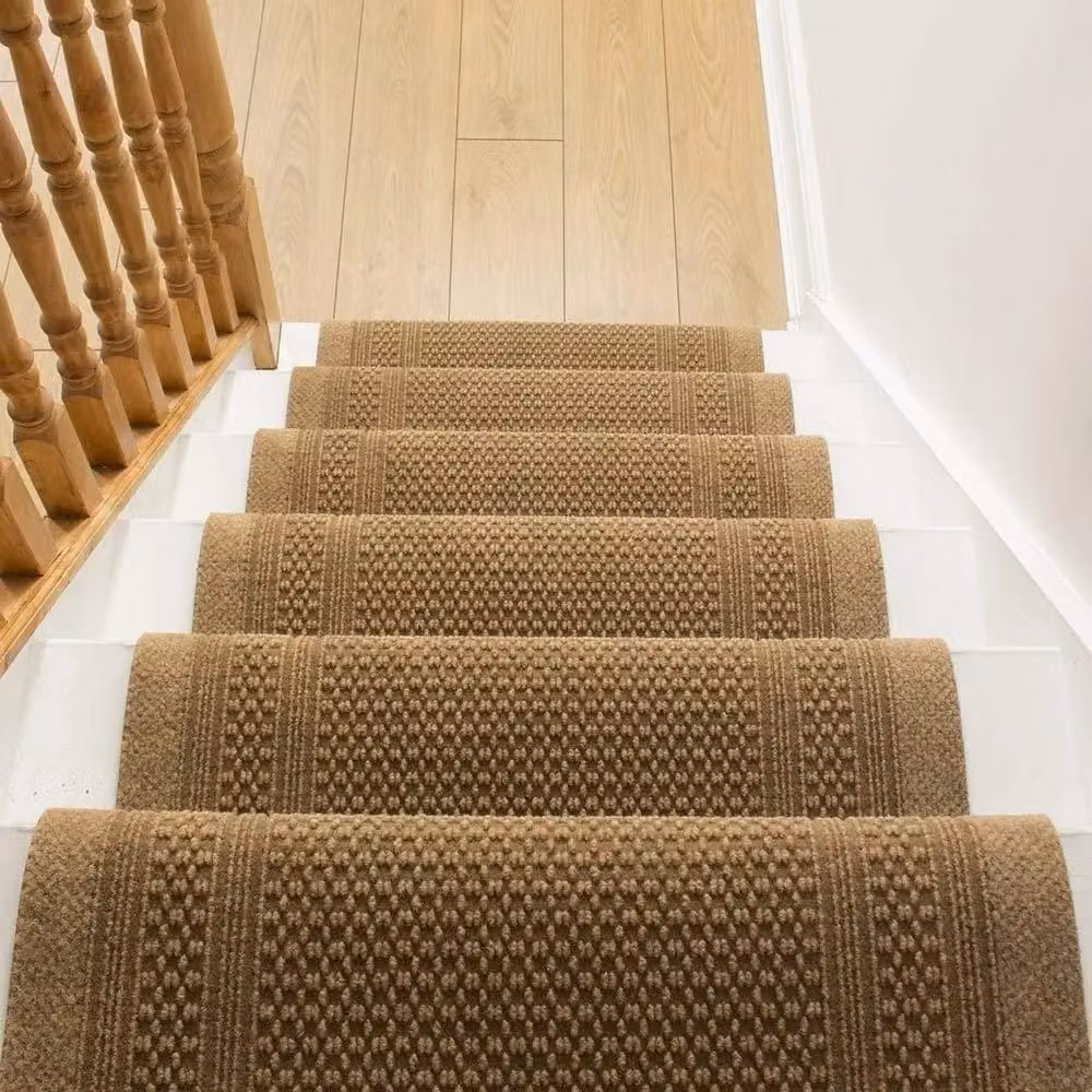 runrug Beige Aztec Stair Carpet Runner W: 80 cm, L: 720 cm – 3