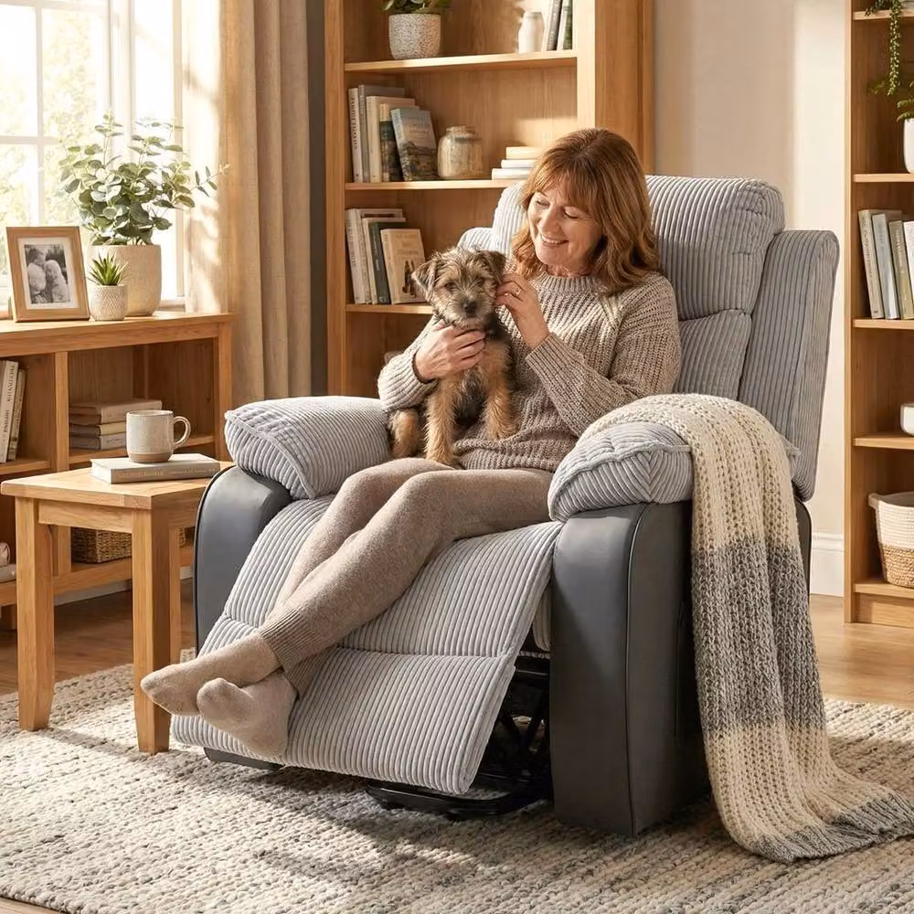 FORGEVIO Grey Power Lift Riser Recliner Chair with High Back and Armrests – 4