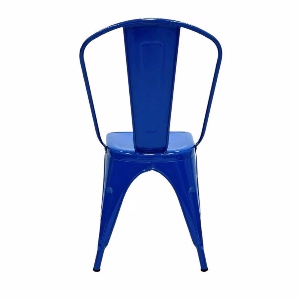 NESTLUNE Set of 3 Blue Metal Tolix Industrial Dining Chairs – 2