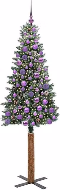 Berkfield Home Elegant Slim Christmas Tree with 300 LEDs in Green and White, Height: 180 cm – 1