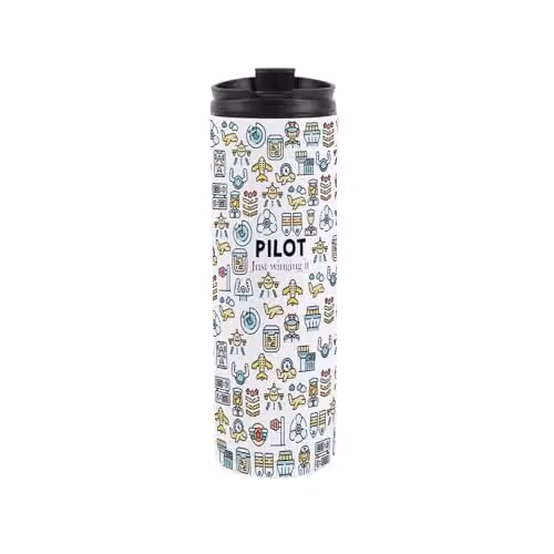 Purely Home Pilot Travel Mug, Multicoloured Reusable Stainless Steel Vacuum-Sealed Flask, 500ml – 1