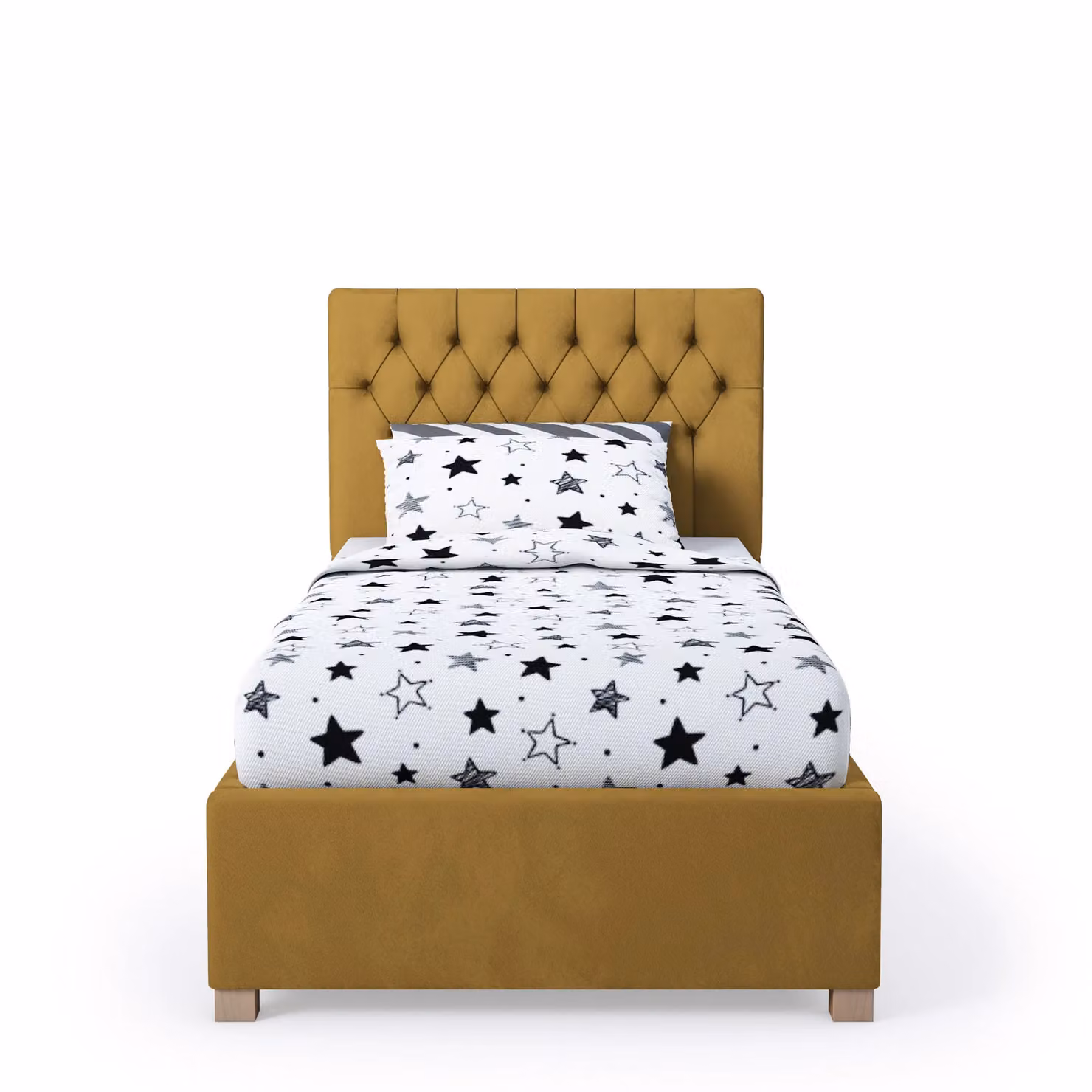 Rest Relax Mia Single Fabric Ottoman Bed in Yellow, W/D/H: 90 x 200 cm – 2