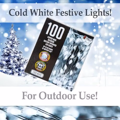 VFM e-Store Outdoor Copper Wire Christmas Lights, 100 White LEDs – 4