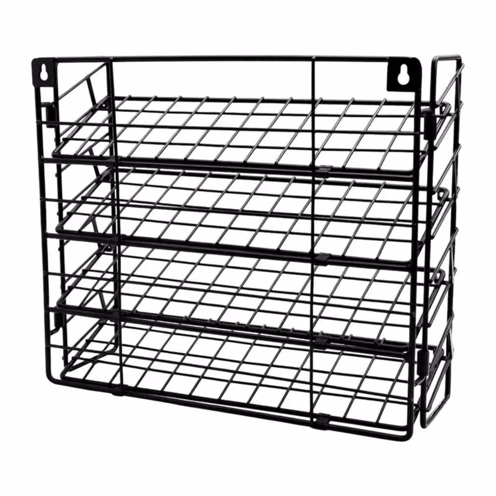 FORGEVIO 4 Tier Black Metal Spice Rack and Wall Mounted Kitchen Organiser – 6