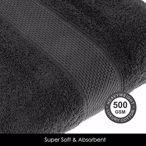 Homescapes Black Turkish Cotton Towel, 500 GSM, Quick-Drying and Fluffy, W/D/H: 130 x 70 x 1 cm – 3