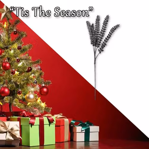 VFM e-Store Christmas Long Stem with Glitter Decoration, Black, H 80 cm x W 27 cm – 5