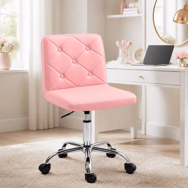 STILVORA Pink Faux Leather Swivel Task Chair for Home or Office, W/D/H: 50 x 44 x 78 cm – 1