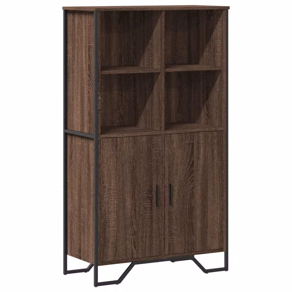 Berkfield Home Highboard in Brown Oak, W: 79.5 cm, D: 35.5 cm, H: 137.5 cm – 2