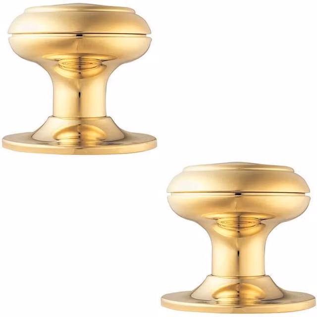 Loops 2x 76mm Large Centre Door Knobs in Brass and Stainless Steel for External Doors
