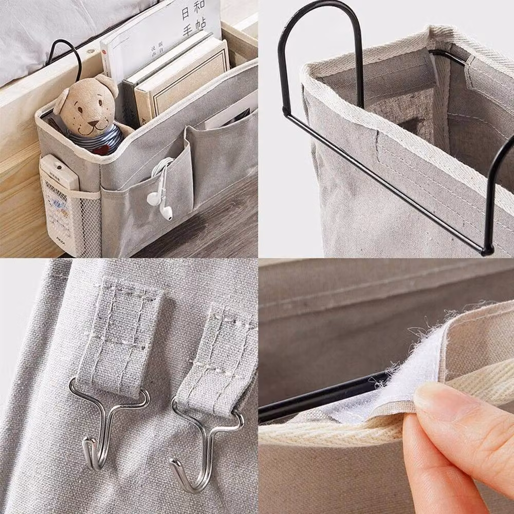 EONLION Grey Linen Fabric Hanging Couch Organiser Bag, W/D/H: 50 x 50 x 50 cm – 3
