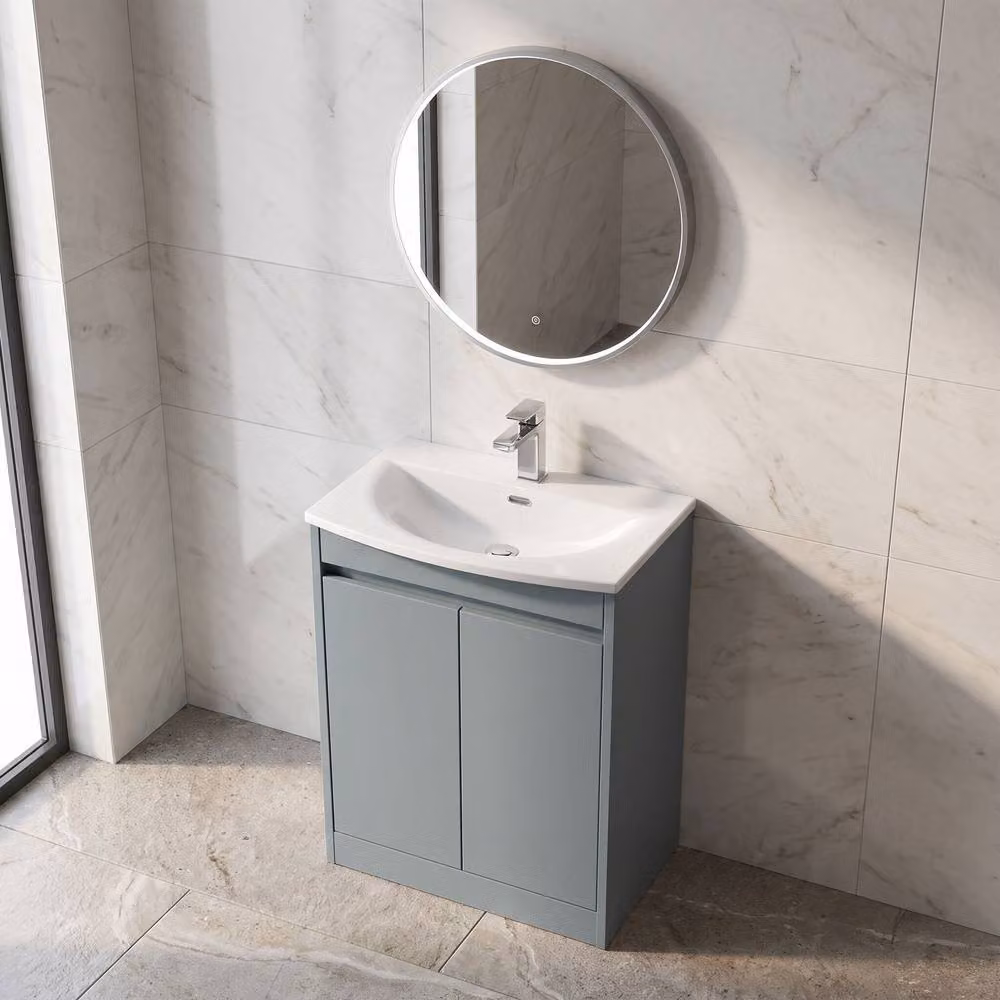 Balterley Chartley 2 Door Floor Standing Bathroom Vanity Unit with Curved Basin, Coastal Grey, W/D/H: 62 x 39.5 x 83.5 cm – 2