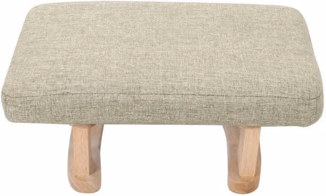 KORVIXA Khaki Linen Rectangular Ottoman Footstool and Step Stool W/D/H: 100 x 100 x 100 cm – 1