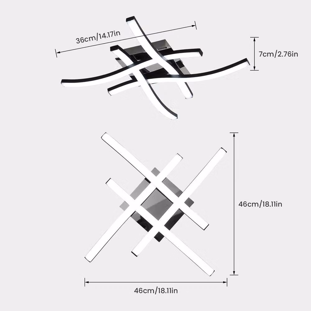Pheashine Modern LED Ceiling Light, 24W, Black, Cool White 6500K, Length: 36 cm – 2