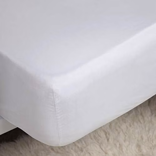 Belledorm Easycare 200 Thread Count Cotton Percale Fitted Sheet, White, W/D/H: 120 x 200 x 28 cm – 1