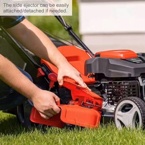 Scheppach MS225-53 Self-Propelled Petrol Lawn Mower with 224cc 6HP Engine, 53cm Cutting Width, 25–75mm Cutting Height and 65L Collection Bag in Black and Red – 3