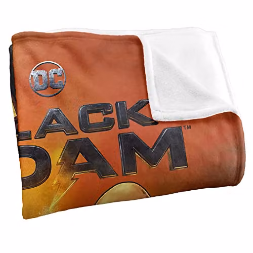 LOGOVISION Black Adam Logo and Character Super Soft Silky Touch Fleece Throw Blanket, Black and Multicolour, W: 91 cm, D: 147 cm – 2