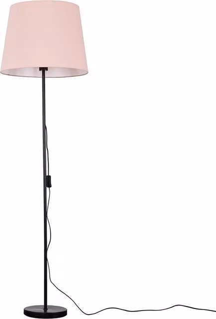 ValueLights Modern Black Metal Floor Lamp with Extra Large Pink Fabric Shade