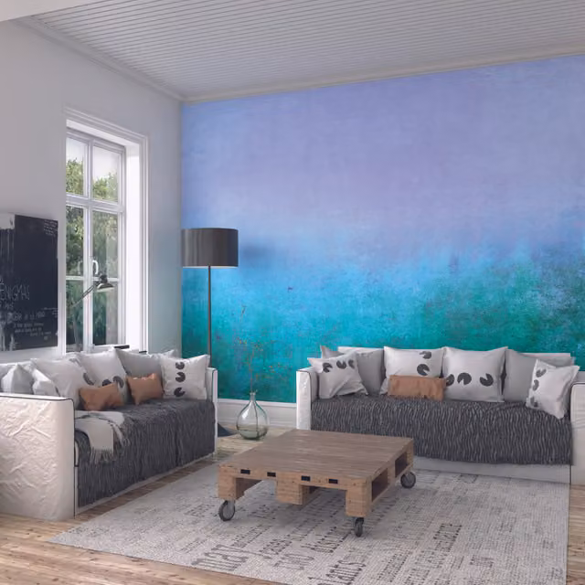 Origin Murals Teal Blue Ombre Gradient Abstract Wall Mural