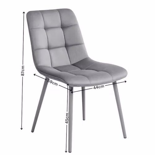 Kosy Koala Modern Grey Glass Rectangular Dining Table with 6 Grey Velvet Chairs – 3