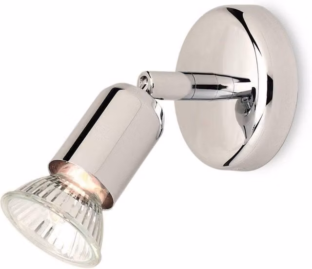 Netlighting Runner Adjustable Single Wall Spotlight in Chrome and Grey with GU10 Socket