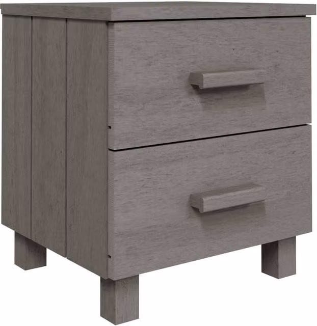 Berkfield Home HAMAR Decorative Bedside Cabinets, 2 Pack, Light Grey, W: 40 cm, D: 35 cm, H: 44.5 cm